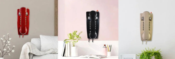 Téléphone murale rouge vintage trio