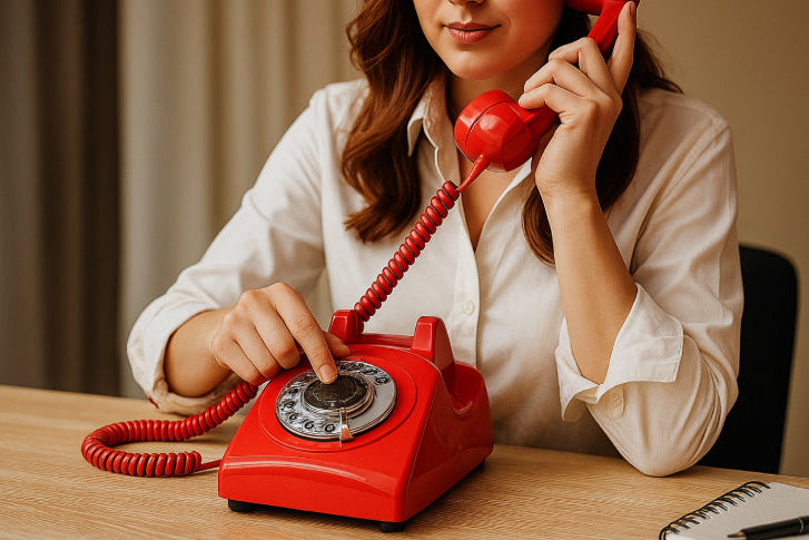 Téléphone rouge vintage femme