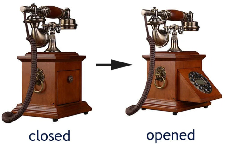 Téléphone vintage en bois massif