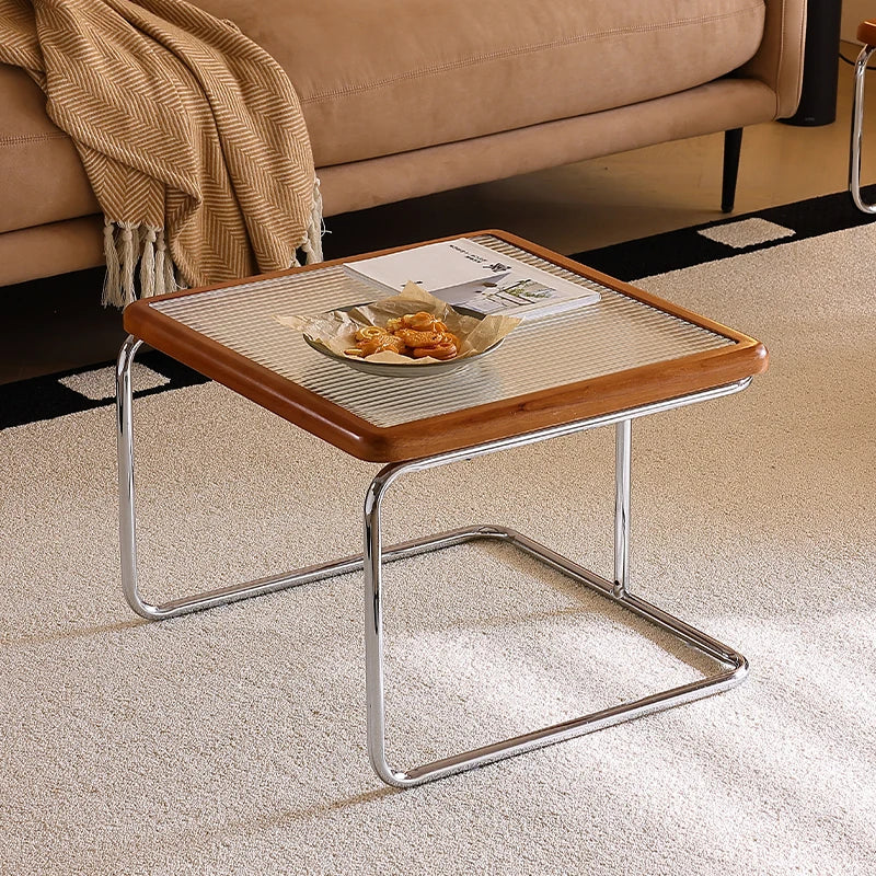 Table basse vintage en rotin bois