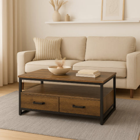 Table basse vintage industrielle plume