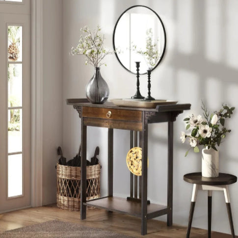 Table console vintage vase gris