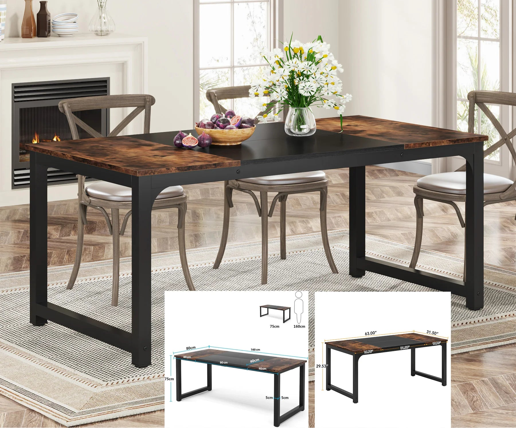 Table à manger vintage marron