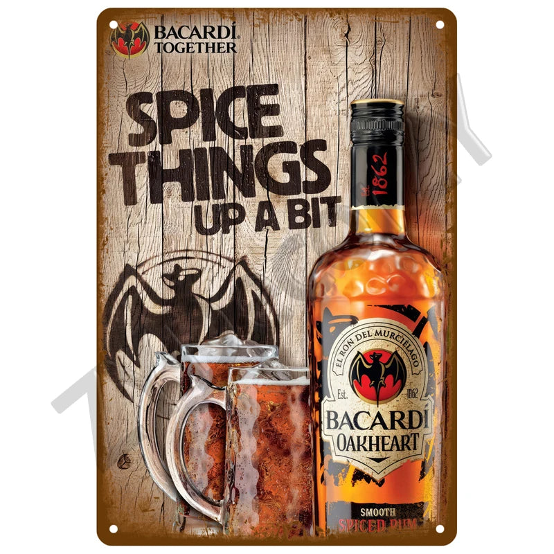 Tableau en métal vintage bacardi