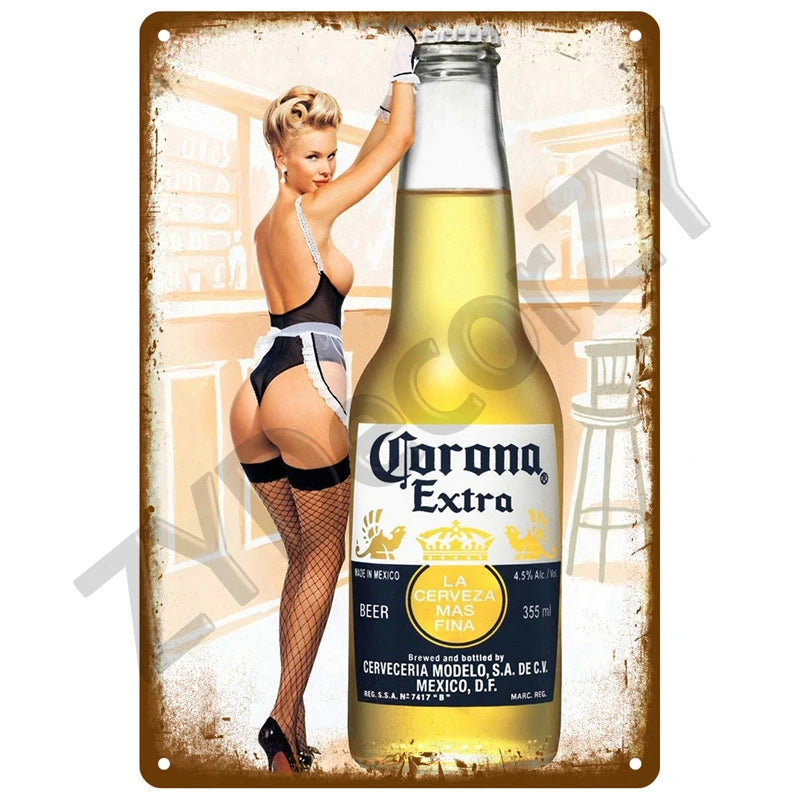 Tableau en métal vintage corona