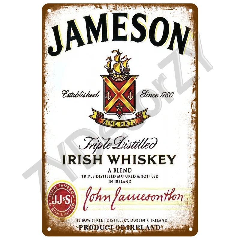 Tableau en métal vintage jameson