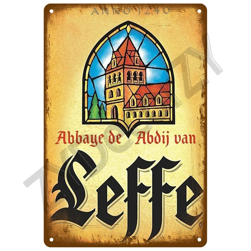 Tableau en métal vintage leffe