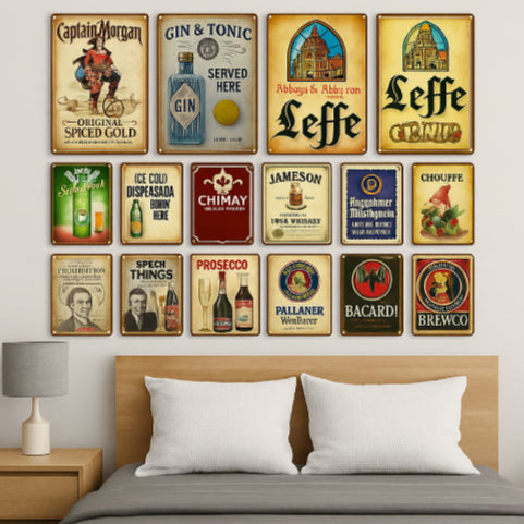 Tableau en métal vintage lit