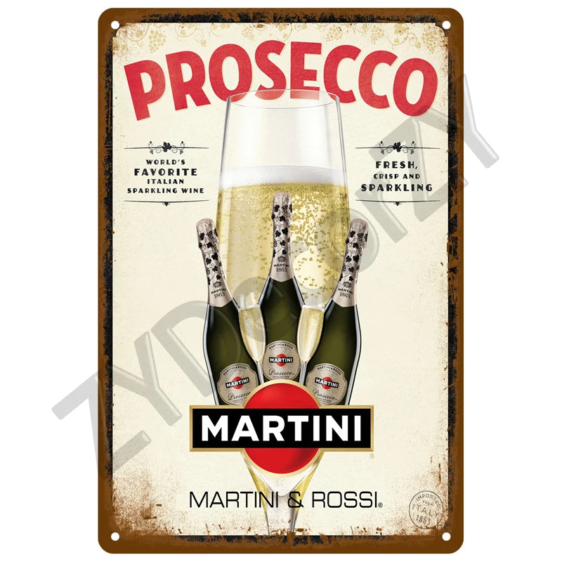 Tableau en métal vintage prosecco