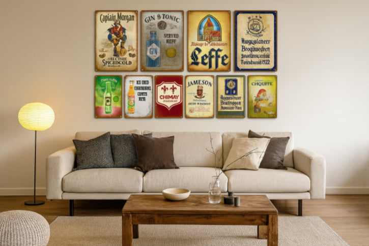 Tableau en métal vintage salon