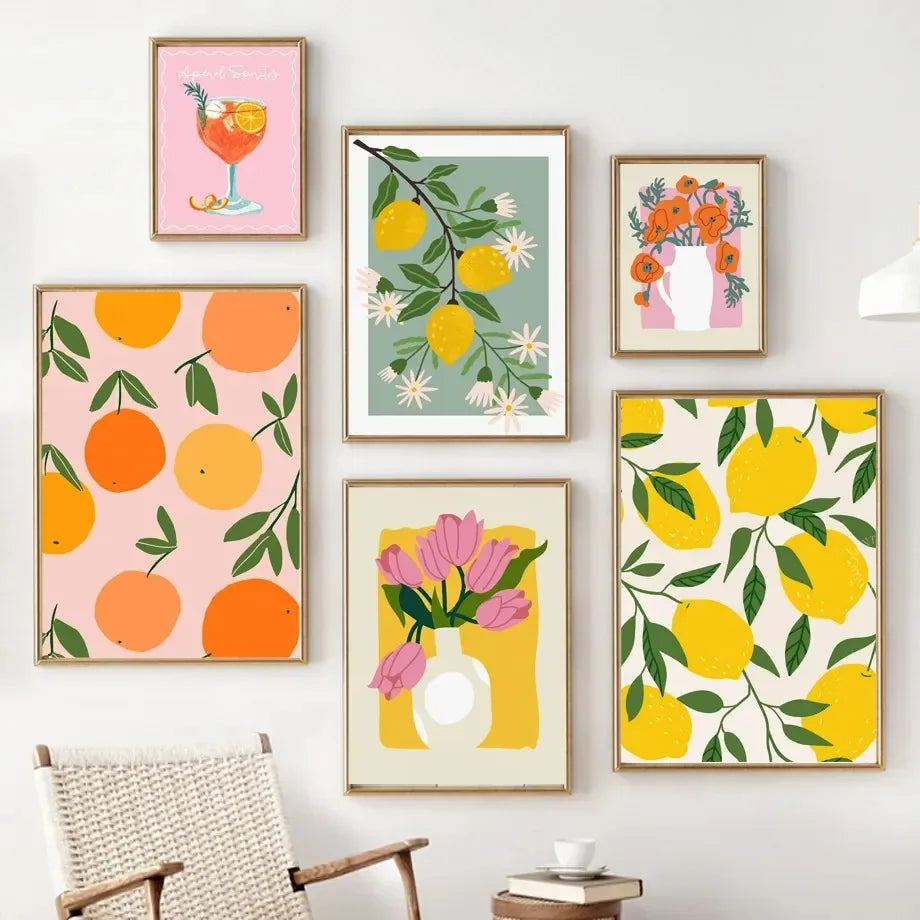 Tableau fleurs vintage fruit
