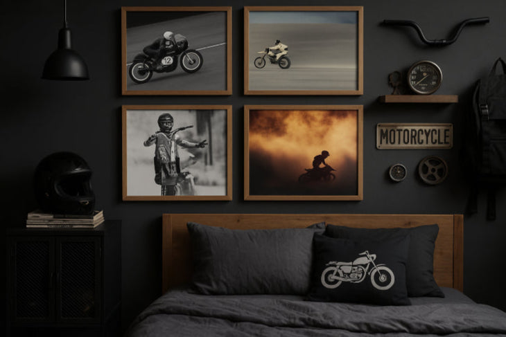 Tableau moto vintage gris