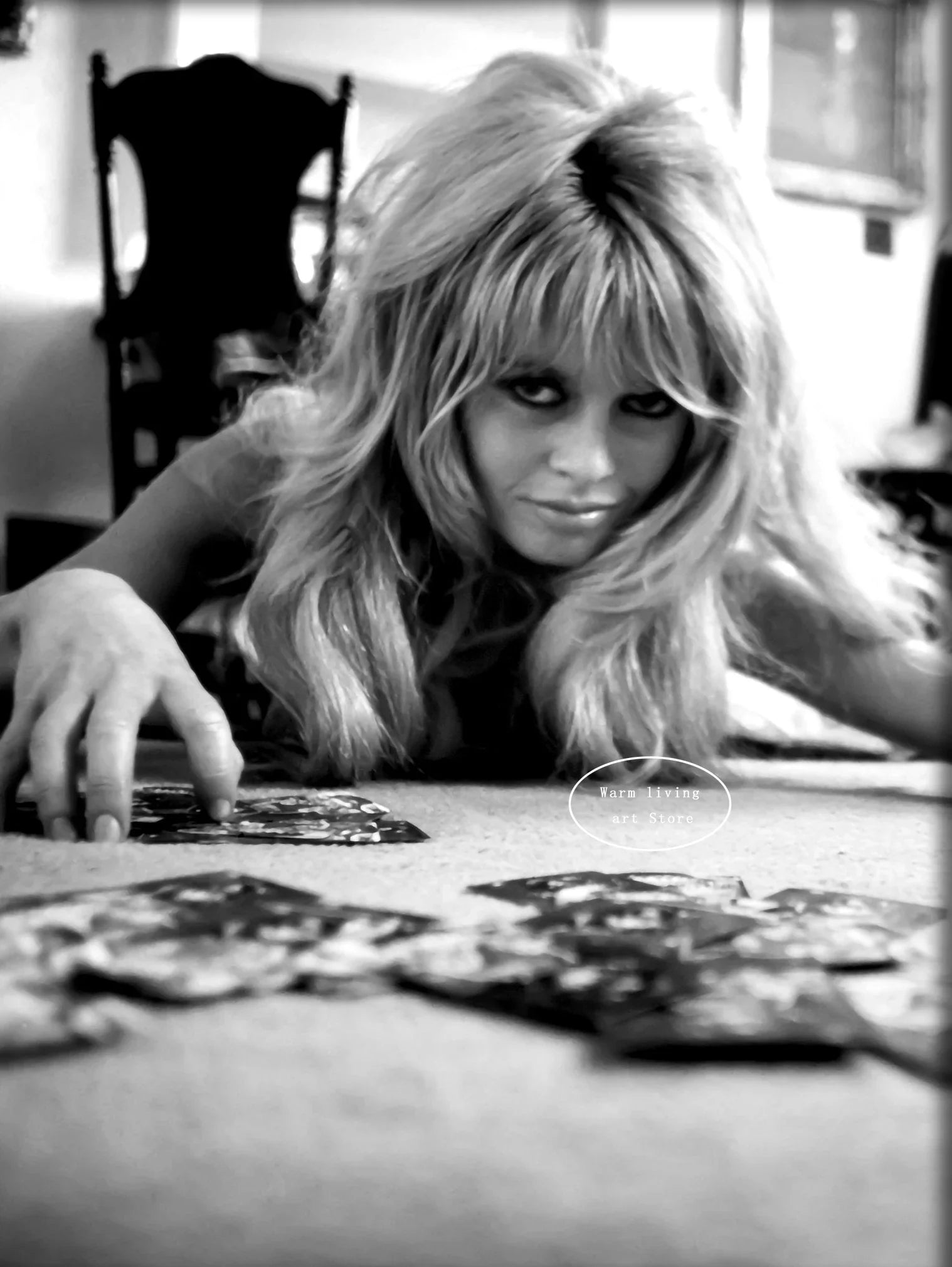 Tableau noir et blanc vintage bardot
