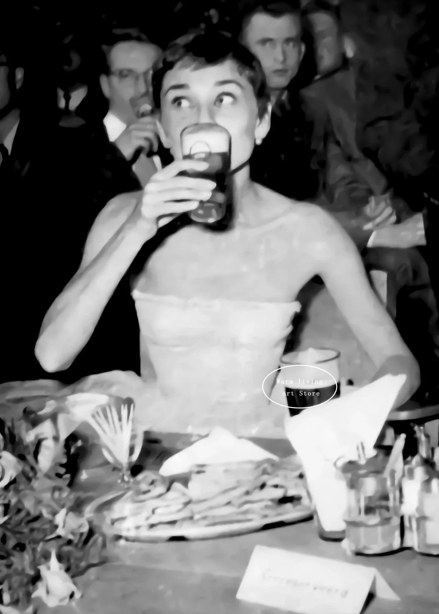 Tableau noir et blanc vintage biere