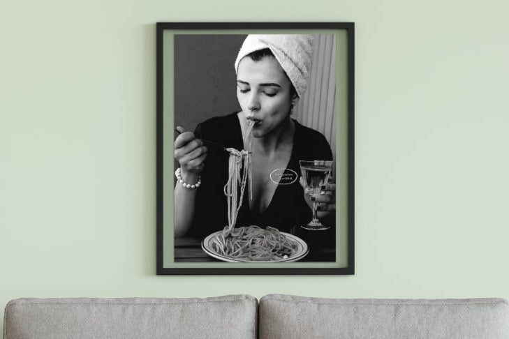 Tableau noir et blanc vintage salon