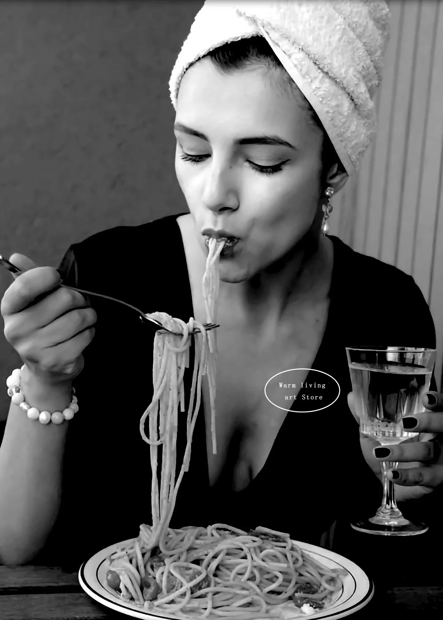 Tableau noir et blanc vintage spaghetti