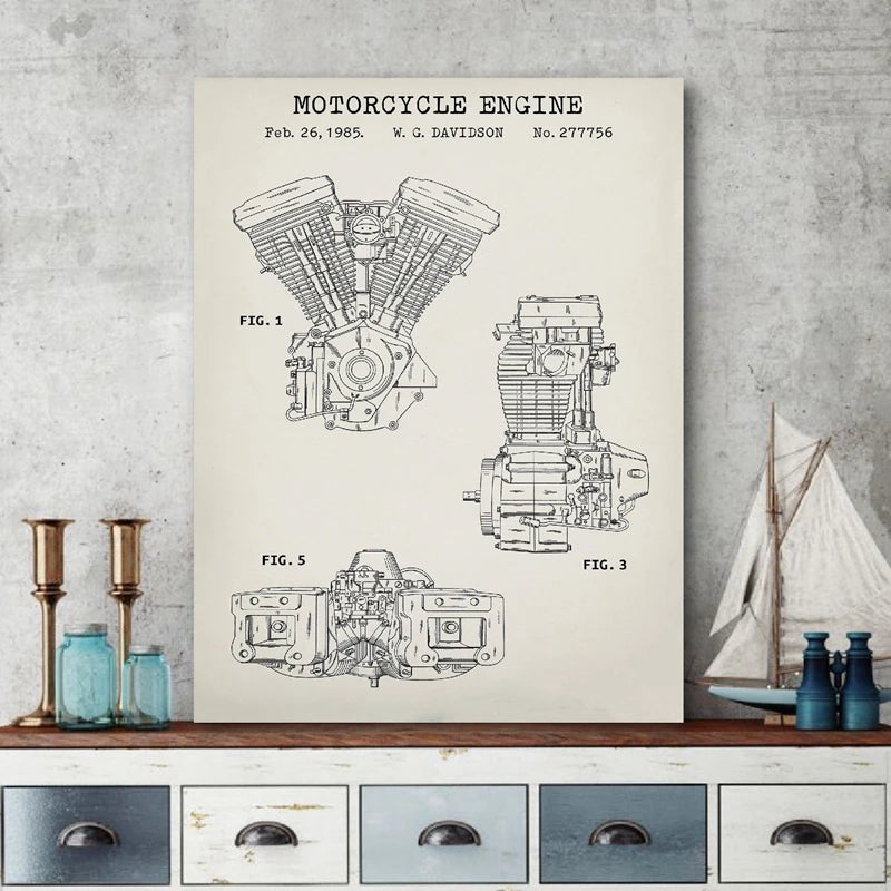 Tableau vintage industriel blanc