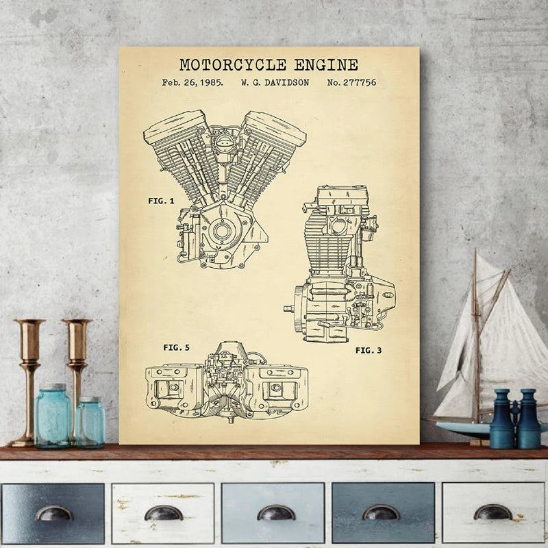 Tableau vintage industriel crème