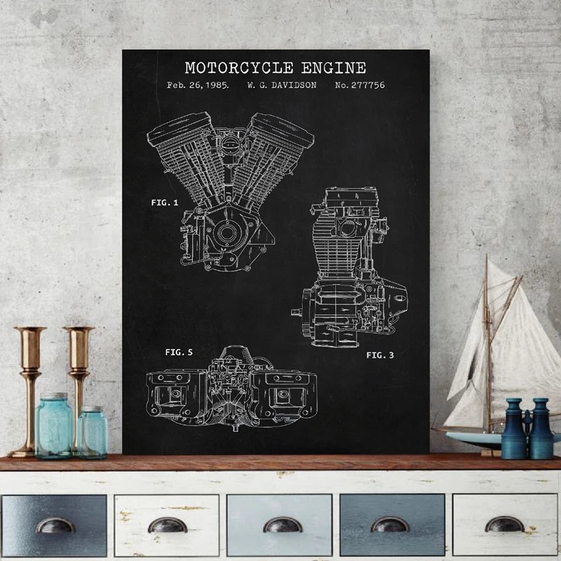 Tableau vintage industriel noir