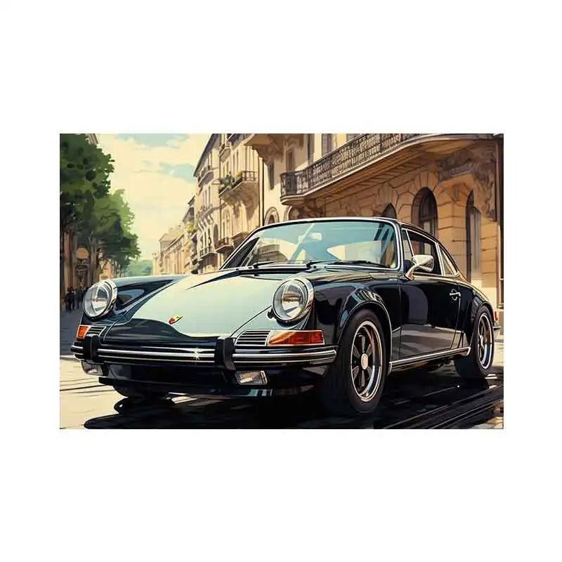 Tableau voiture vintage porshe noir