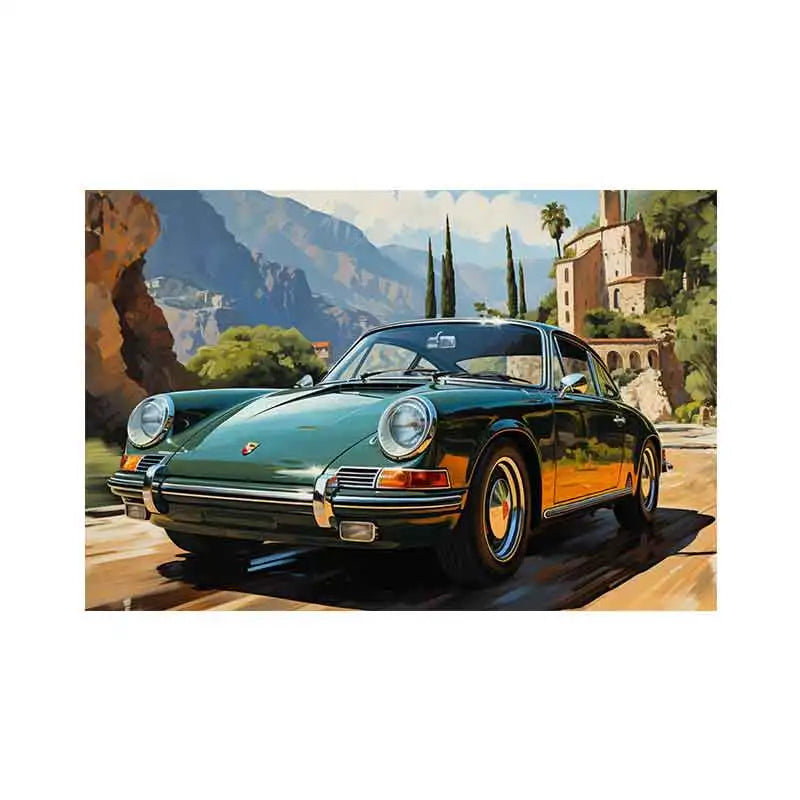 Tableau voiture vintage vert