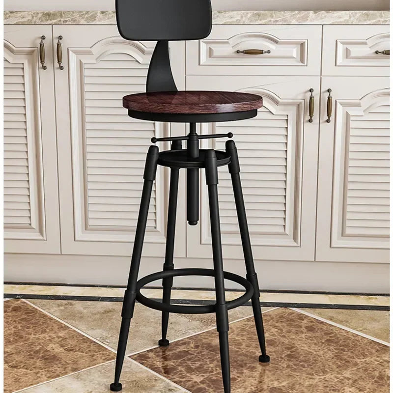 Tabouret comptoir industriel vintage dossier