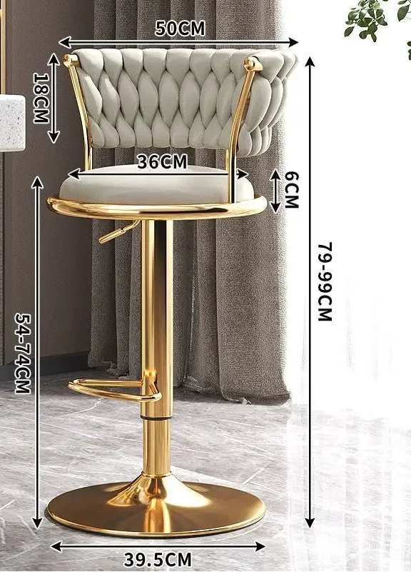 Tabouret de bar vintage blanc or