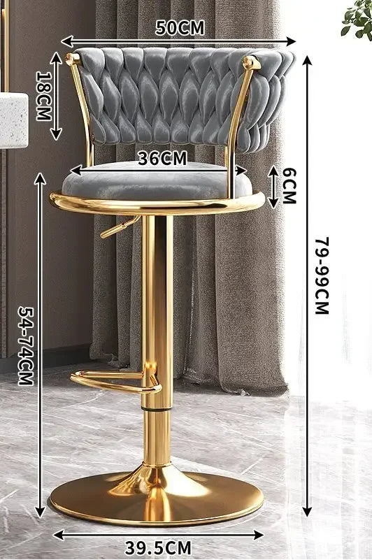 Tabouret de bar vintage or gris