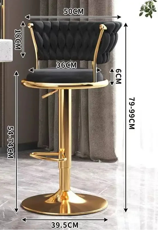 Tabouret de bar vintage or noir