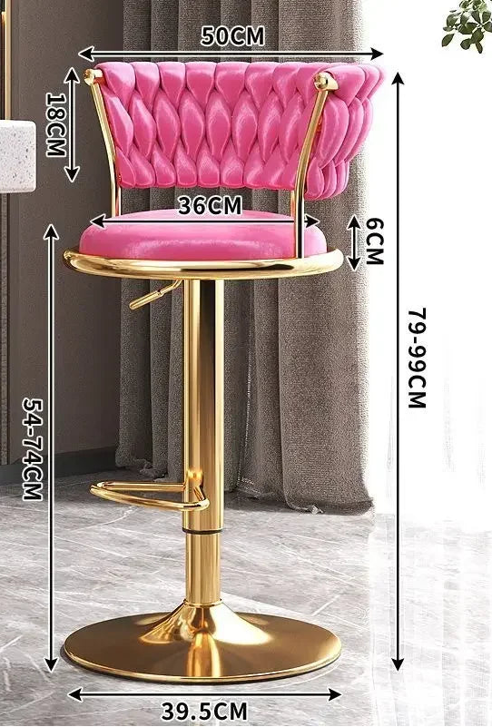 Tabouret de bar vintage rose or