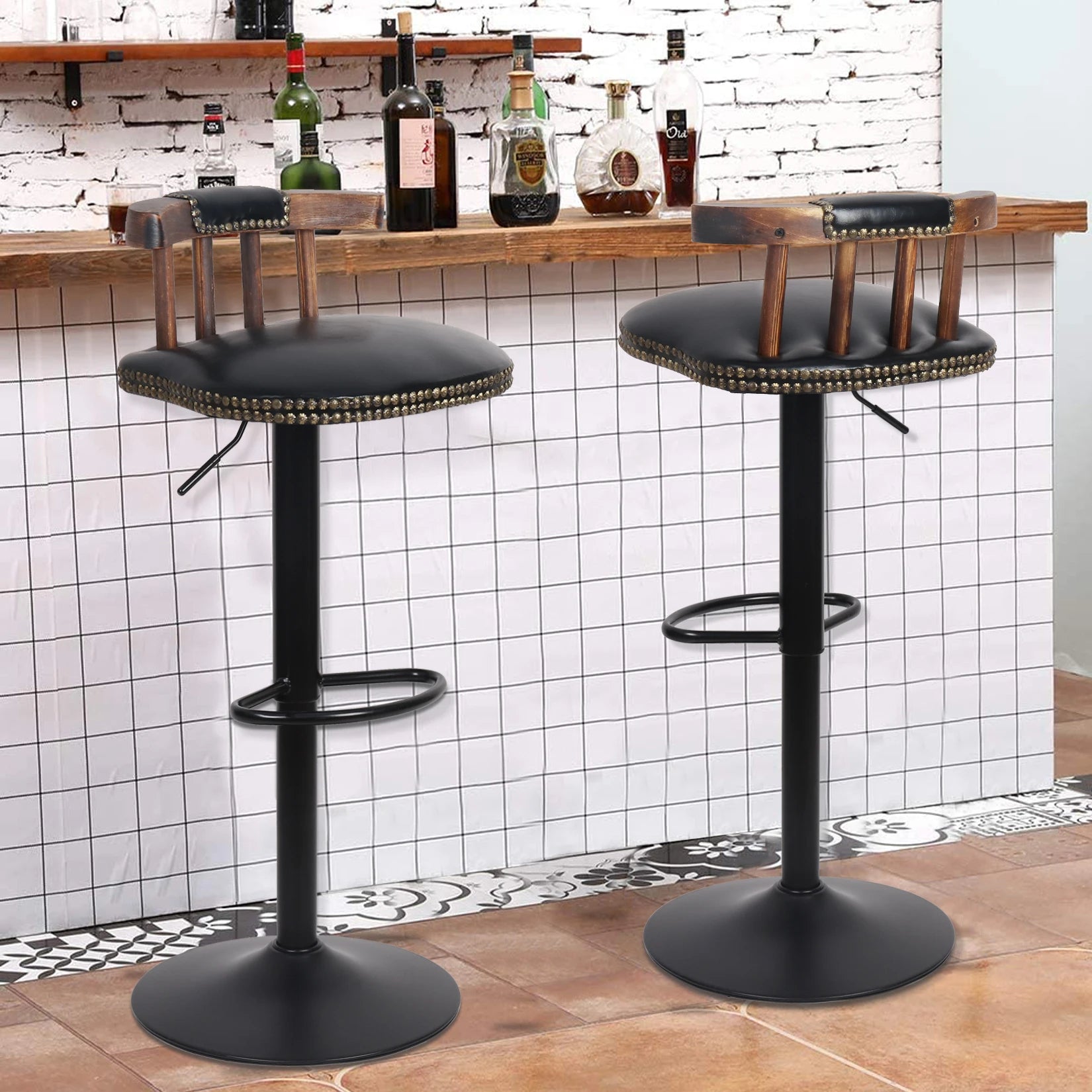 Tabouret industriel vintage noir