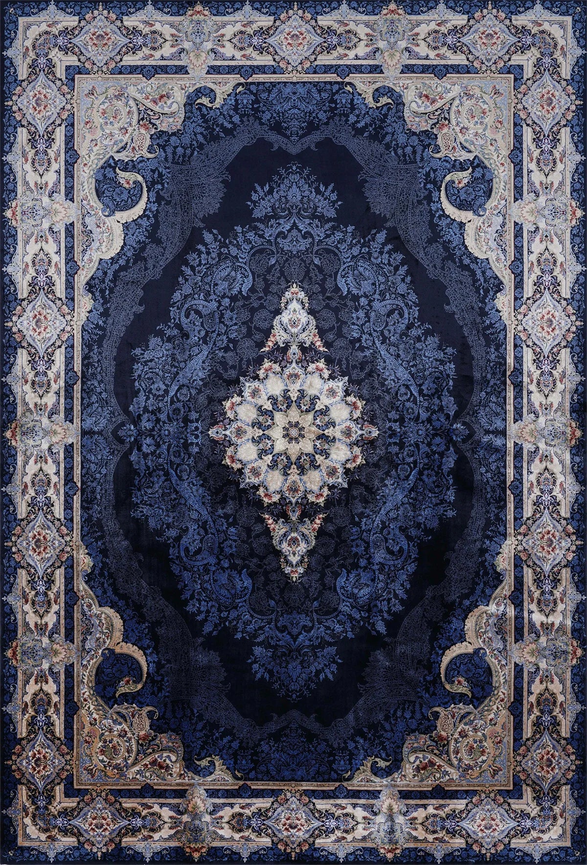 Tapis bleu vintage face