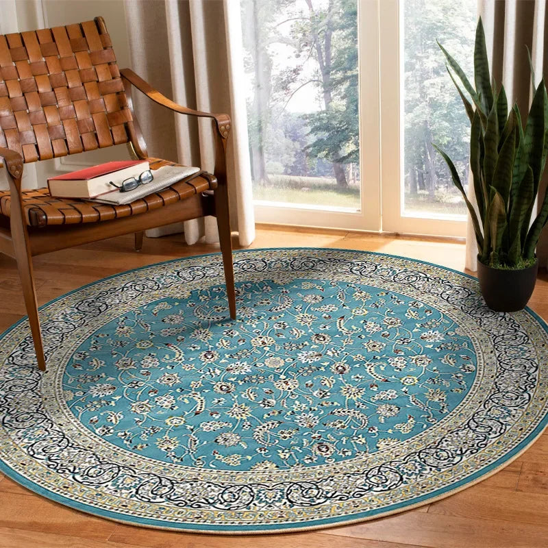 Tapis rond vintage bleu