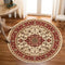 Tapis rond vintage doré rouge