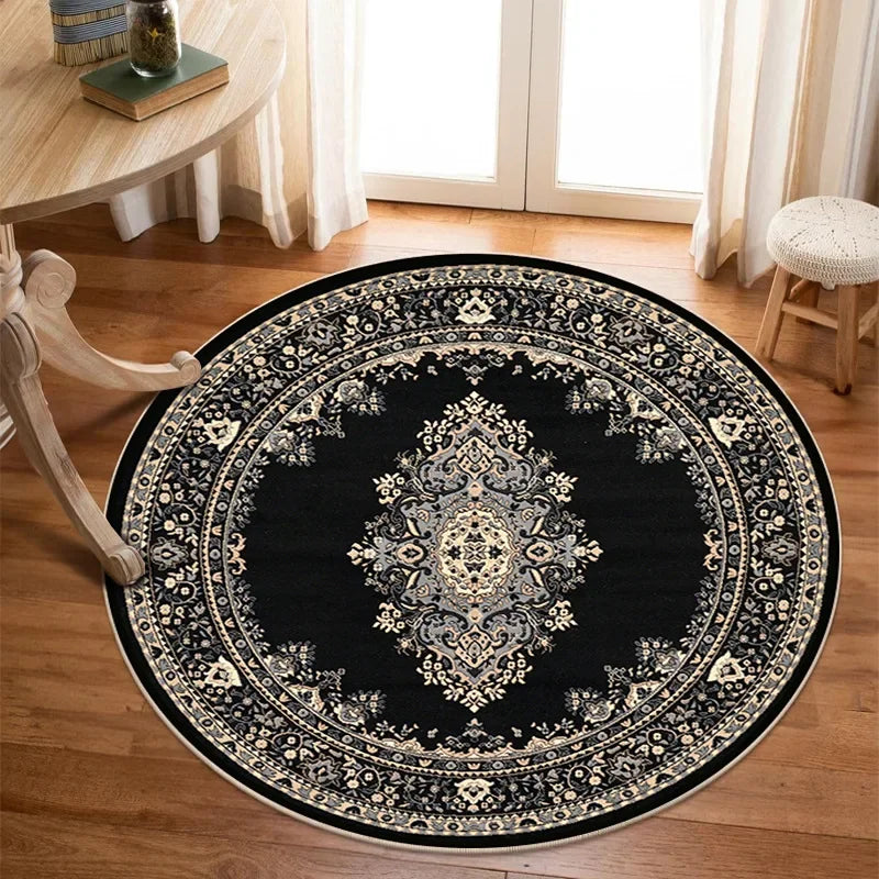 Tapis rond vintage noir