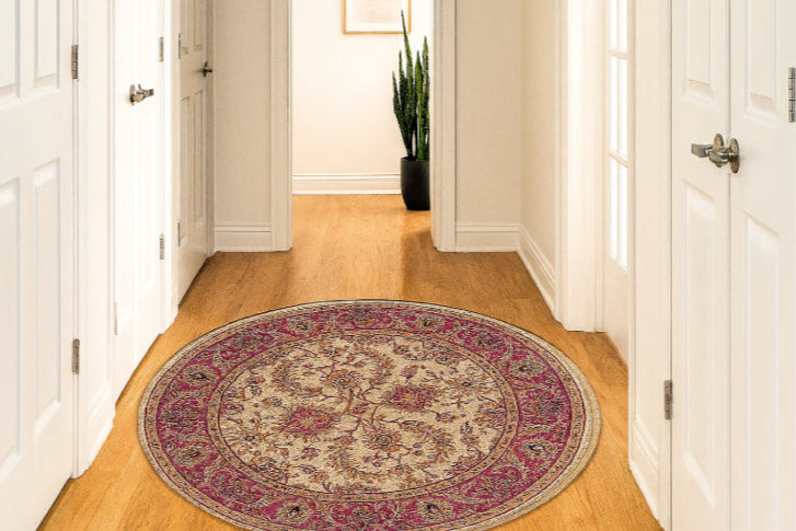 Tapis rond vintage parquet