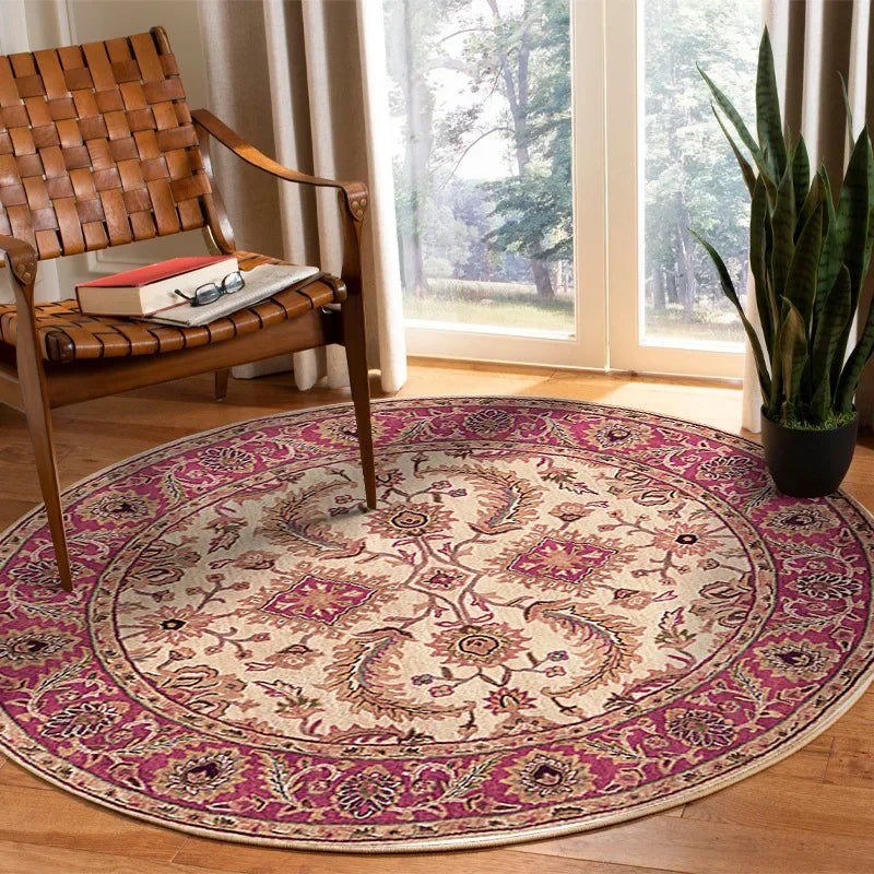 Tapis rond vintage rose