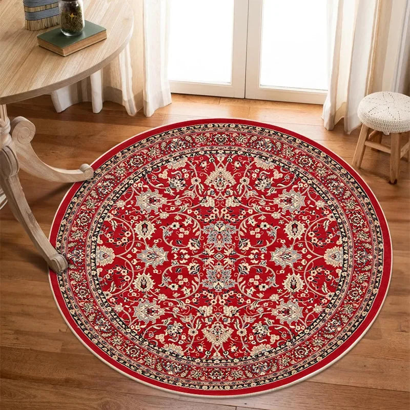 Tapis rond vintage rouge