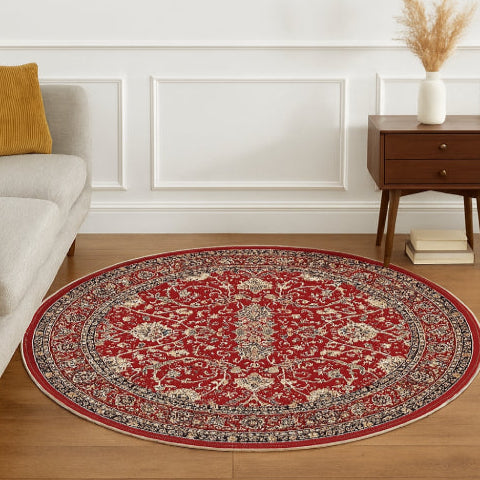 Tapis rond vintage rouge chambre