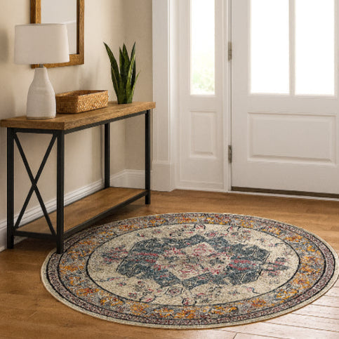 Tapis rond vintage rouge entrée