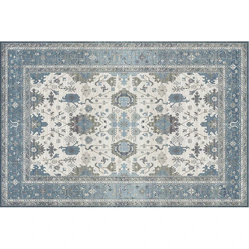 Tapis salon vintage bleu gris