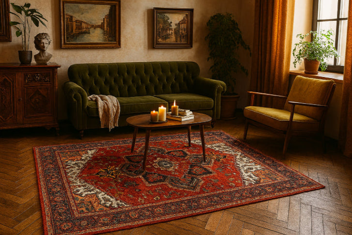 Tapis vintage 200x300 salon vert