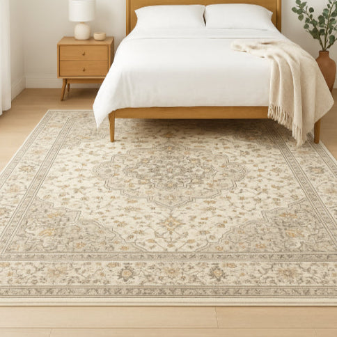 Tapis vintage beige plante