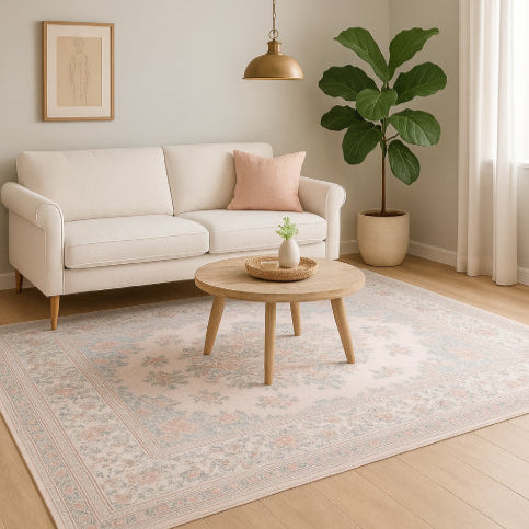 Tapis vintage rose  fauteuil