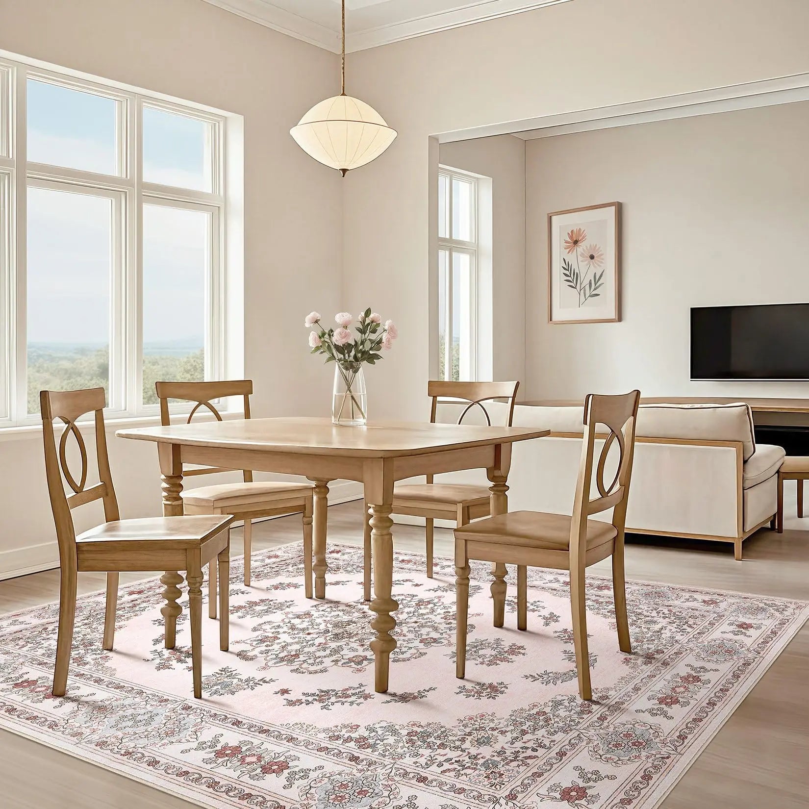 Tapis vintage rose salon