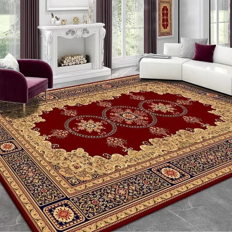 Tapis vintage rouge doré