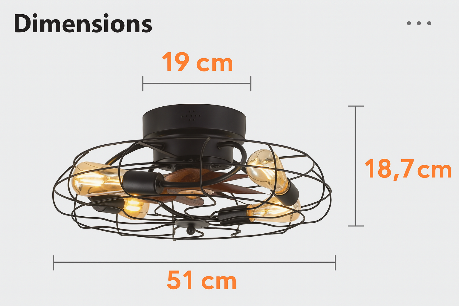 Ventilateur plafond vintage industriel dimension