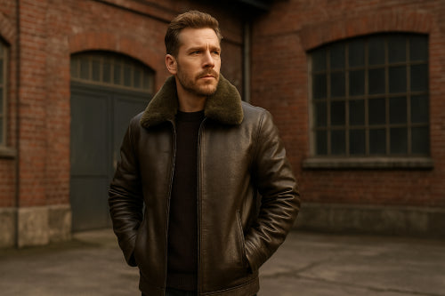 Veste flight hiver vintage cuir marron