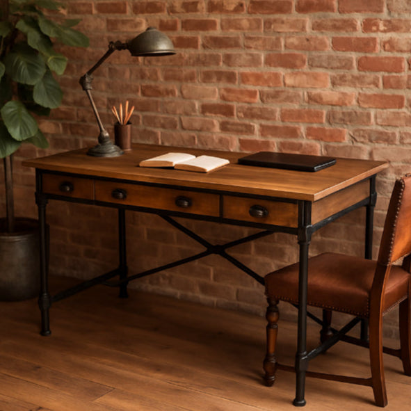 bureau industriel vintage brique