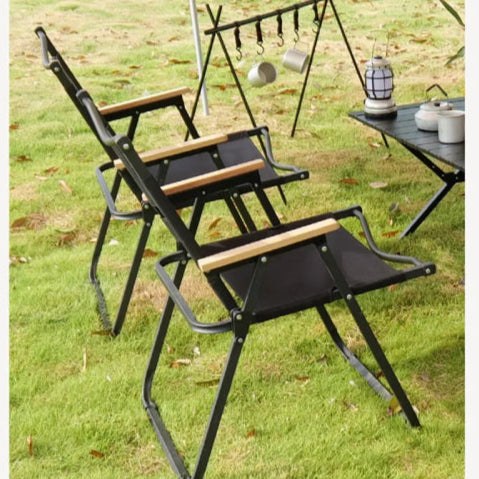 chaise camping vintage 2 noirs